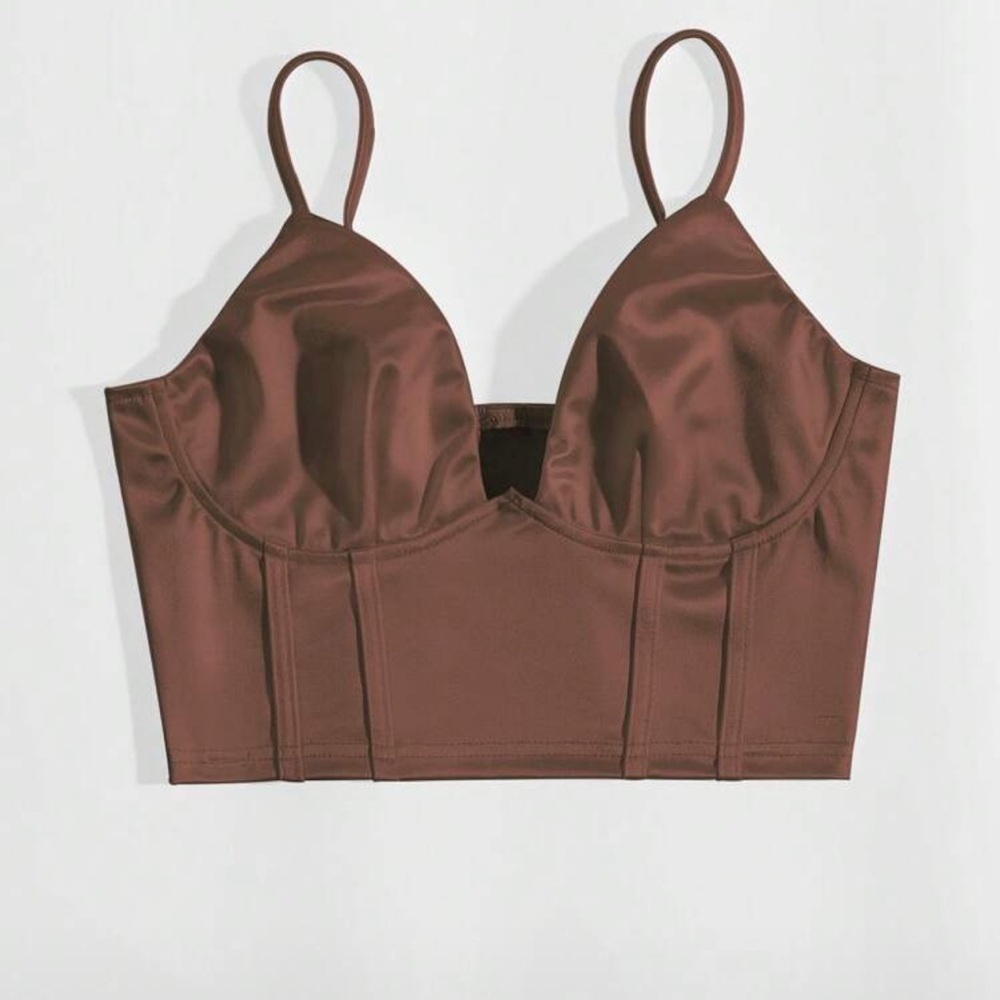 Brown Satin Crop Top